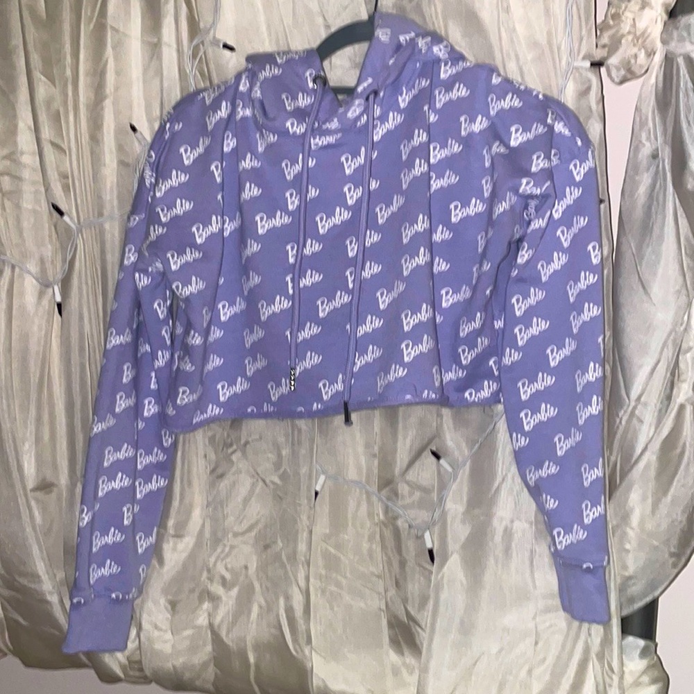 RARE Barbie x Missguided Lilac Crop Top Hoodie, Sz 2 Hard to Find!